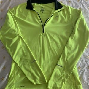 Neon Yellow Nike Dri Fit Quarter Zip